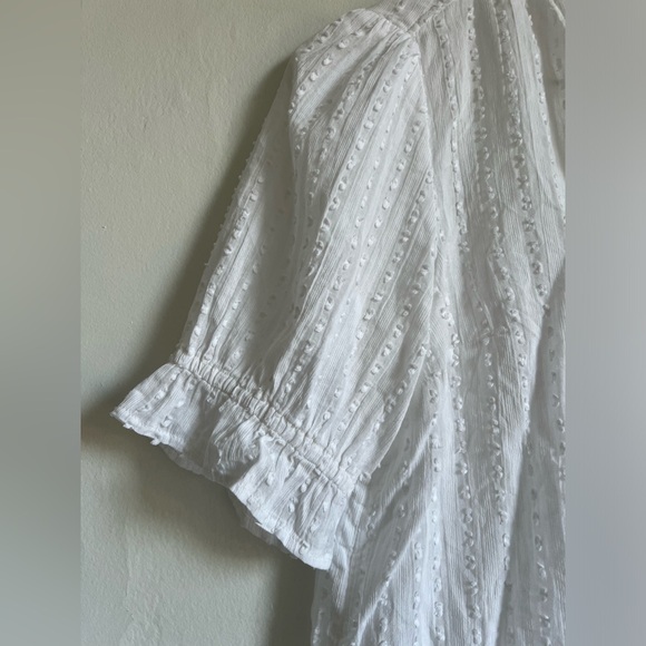 SMALL Anthropologie Meadow Rue white vintage blouse ruffle at sleeve white - Picture 2 of 4